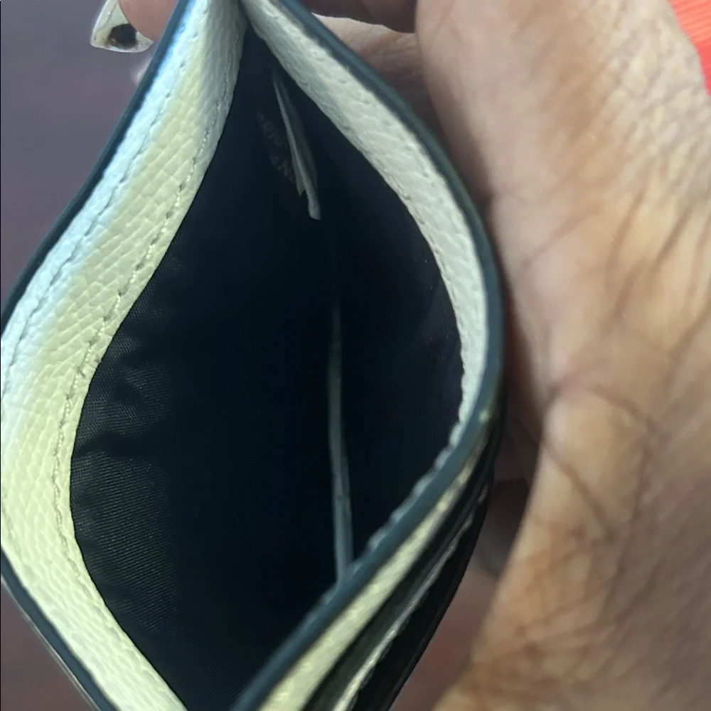 Coach Two-Tone Black and Cream Slim Card Holder